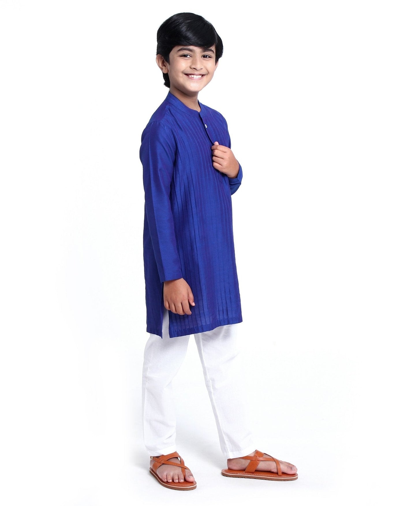 Kids Full Sleeves Kurta & Pyjama - Blue White