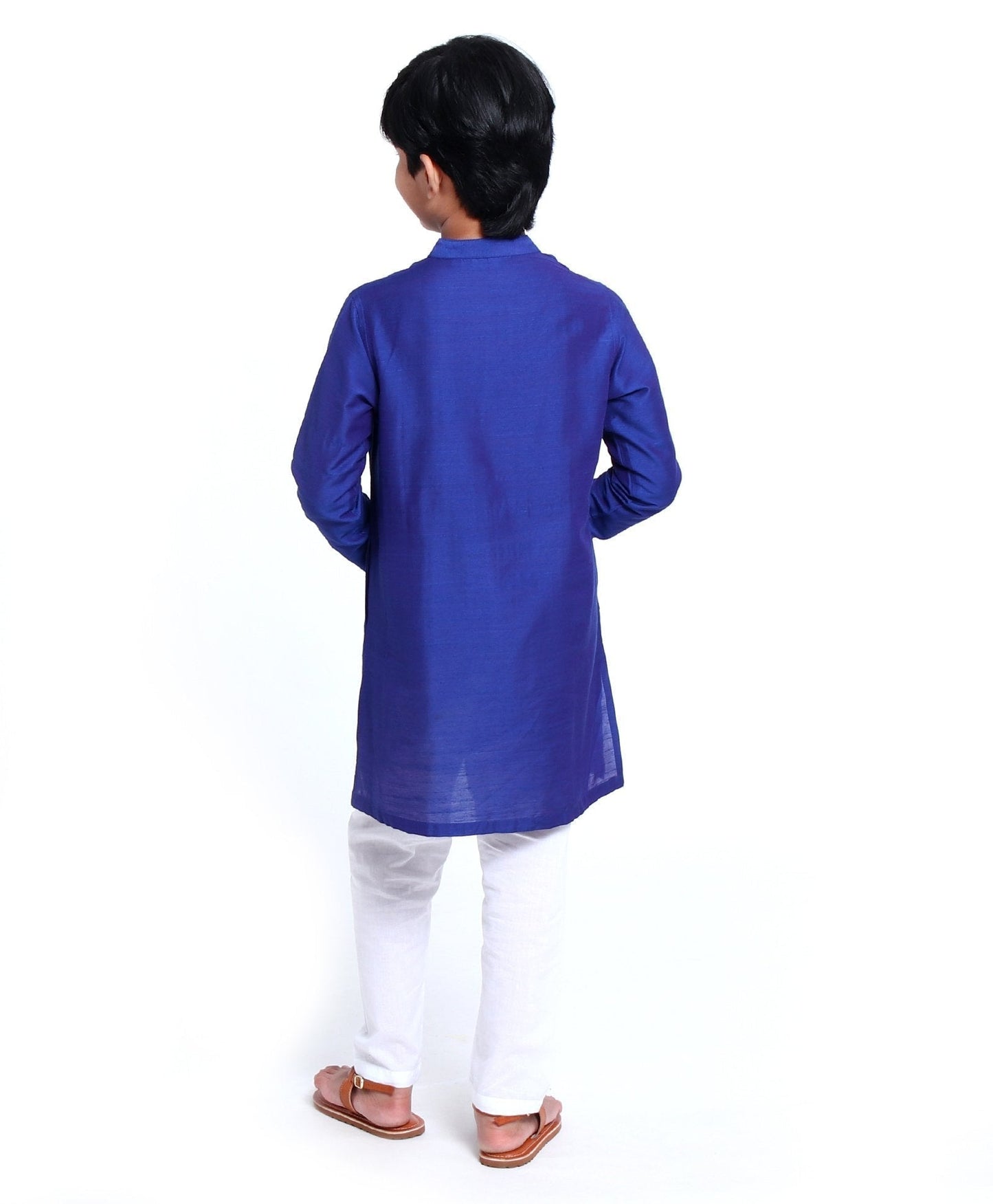 Kids Full Sleeves Kurta & Pyjama - Blue White