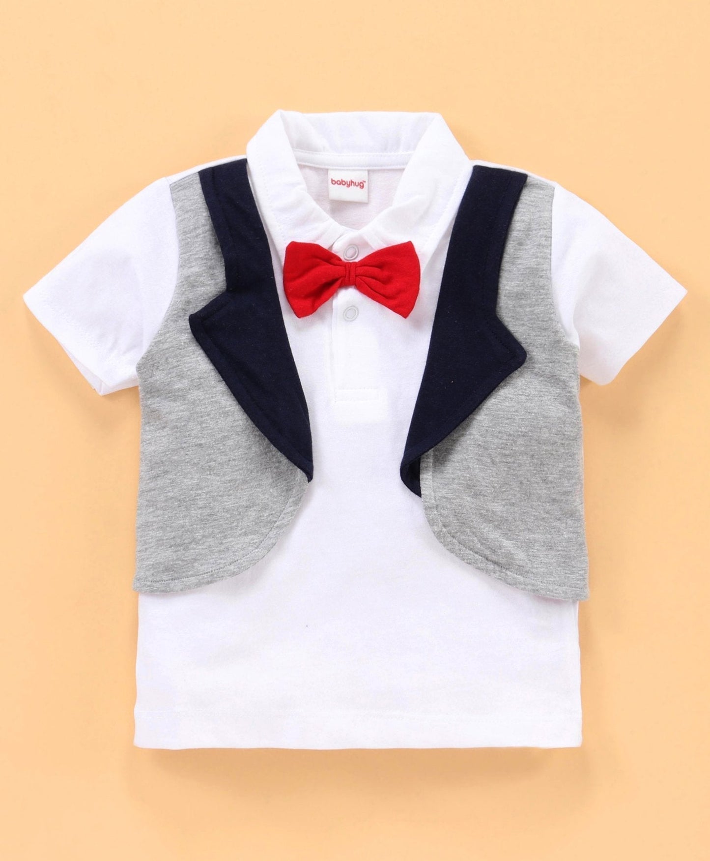Half Sleeves T-Shirt & Shorts Set Bow Attached – Blue White