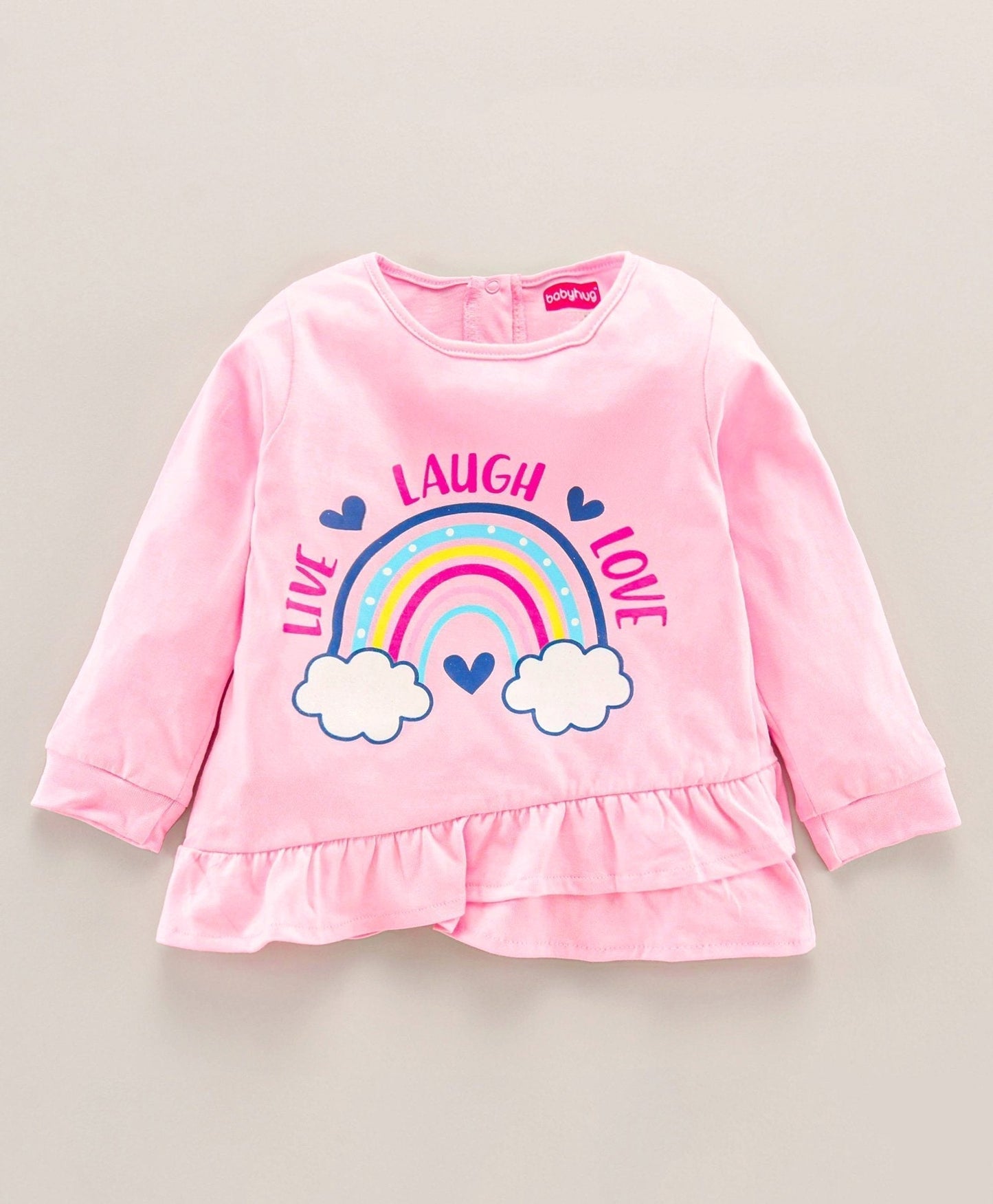 Babyhug Full Sleeves Top & Leggings Rainbow Print – Pink