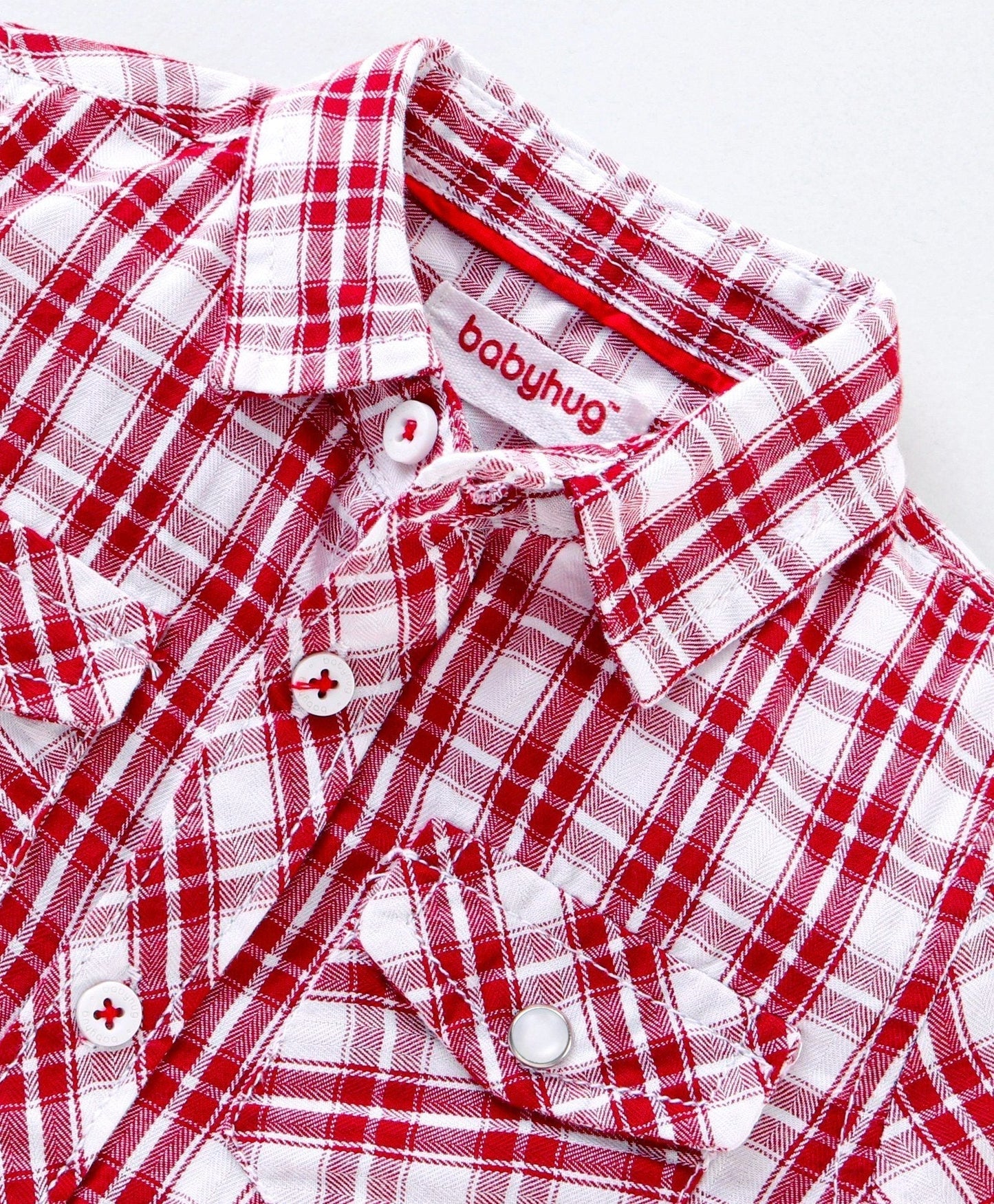 Babyhug Half Sleeves Shirt and Short Checks – Red Blue