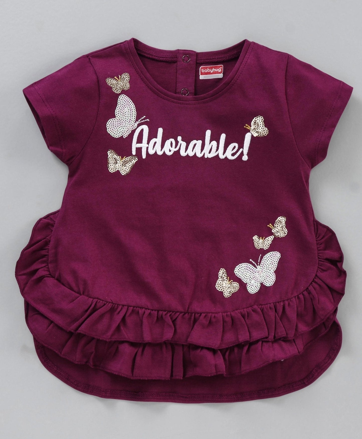 Short Sleeves Top & Leggings Butterfly Sequin – Purple