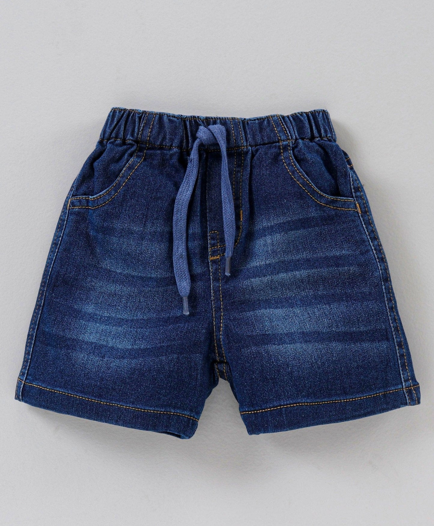 Babyhug Half Sleeves Striped Henley Tee and Denim Shorts Set – Blue Green