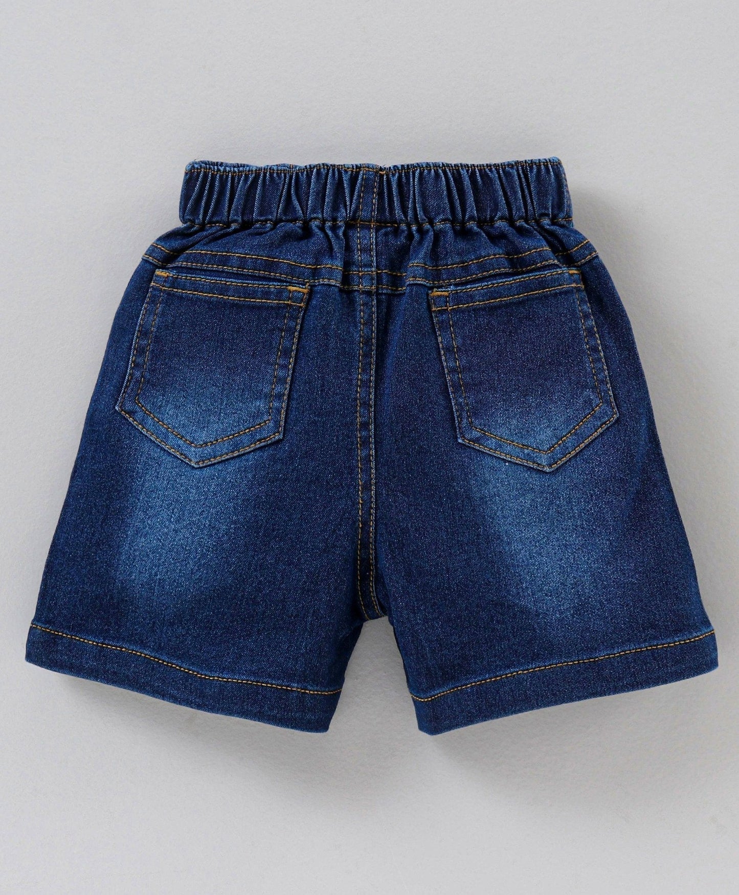 Babyhug Half Sleeves Striped Henley Tee and Denim Shorts Set – Blue Green
