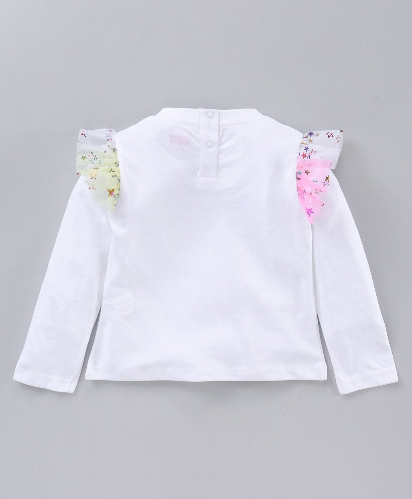 Full Sleeves Top and Skirt Set Glitter Princess Print – White Pink