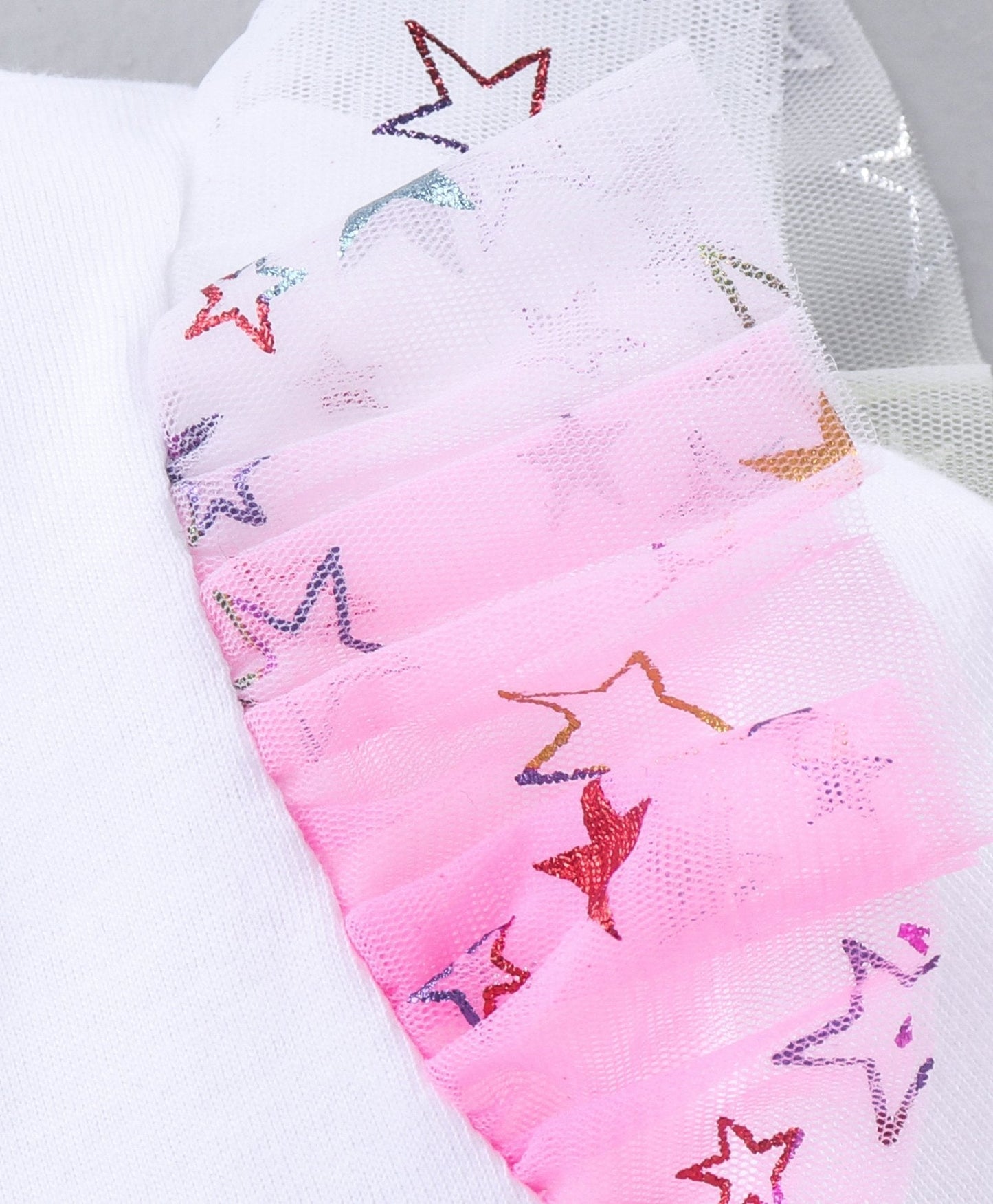 Full Sleeves Top and Skirt Set Glitter Princess Print – White Pink