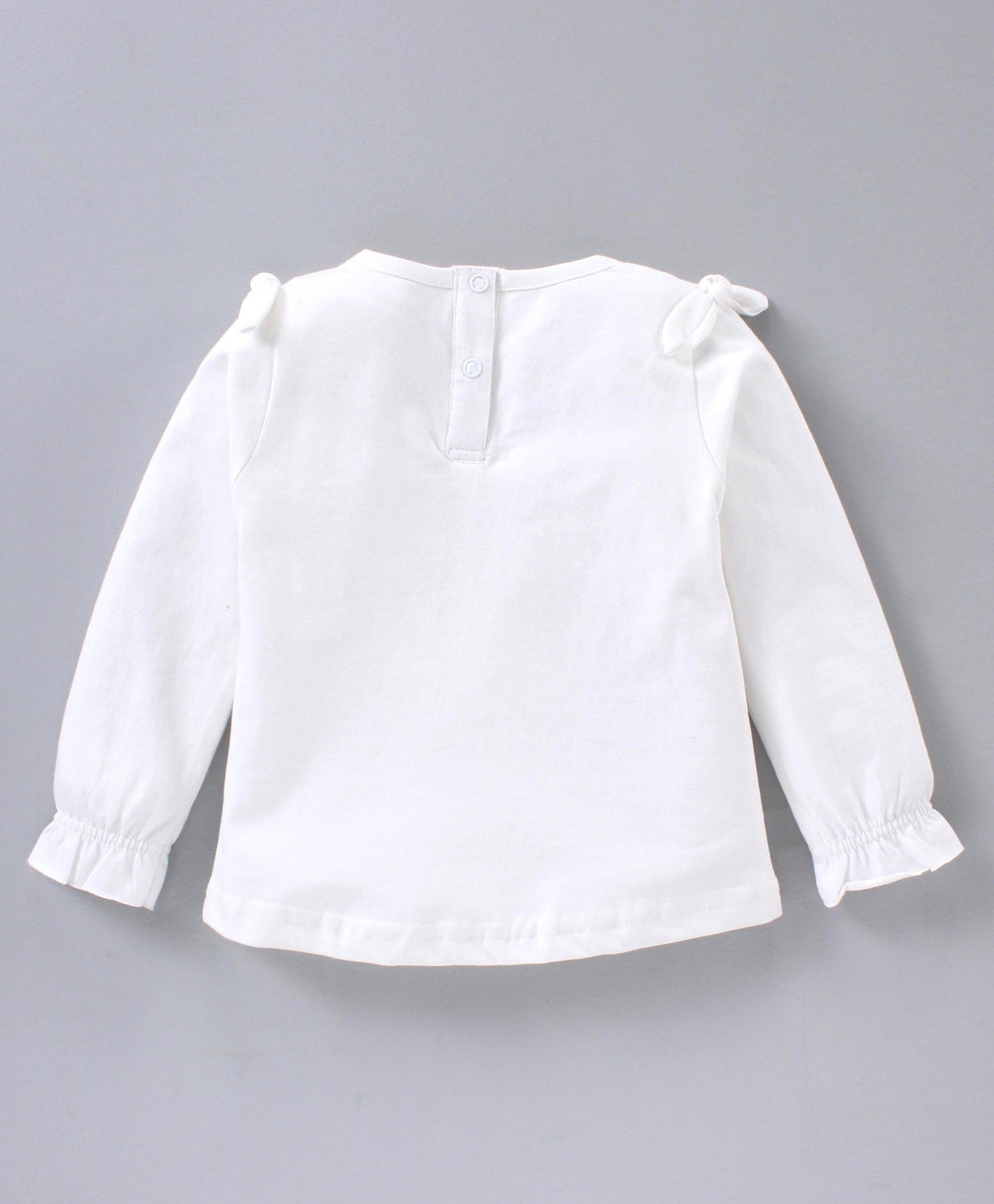Full Sleeves Top & Skirt Floral Applique with Butterfly Design – White Pink
