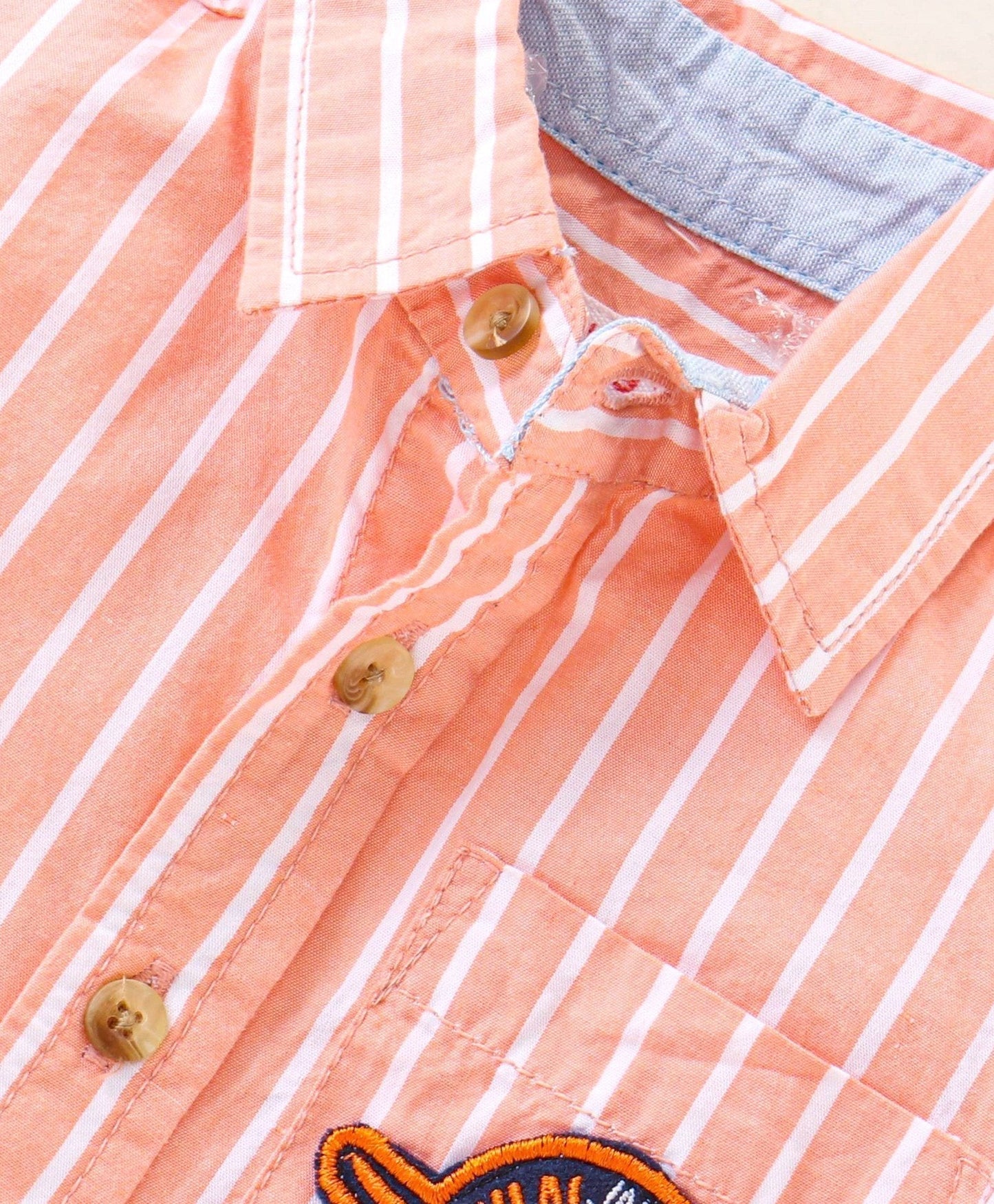 Babyhug Full Sleeves Striped Shirt and Jeans Set – Peach