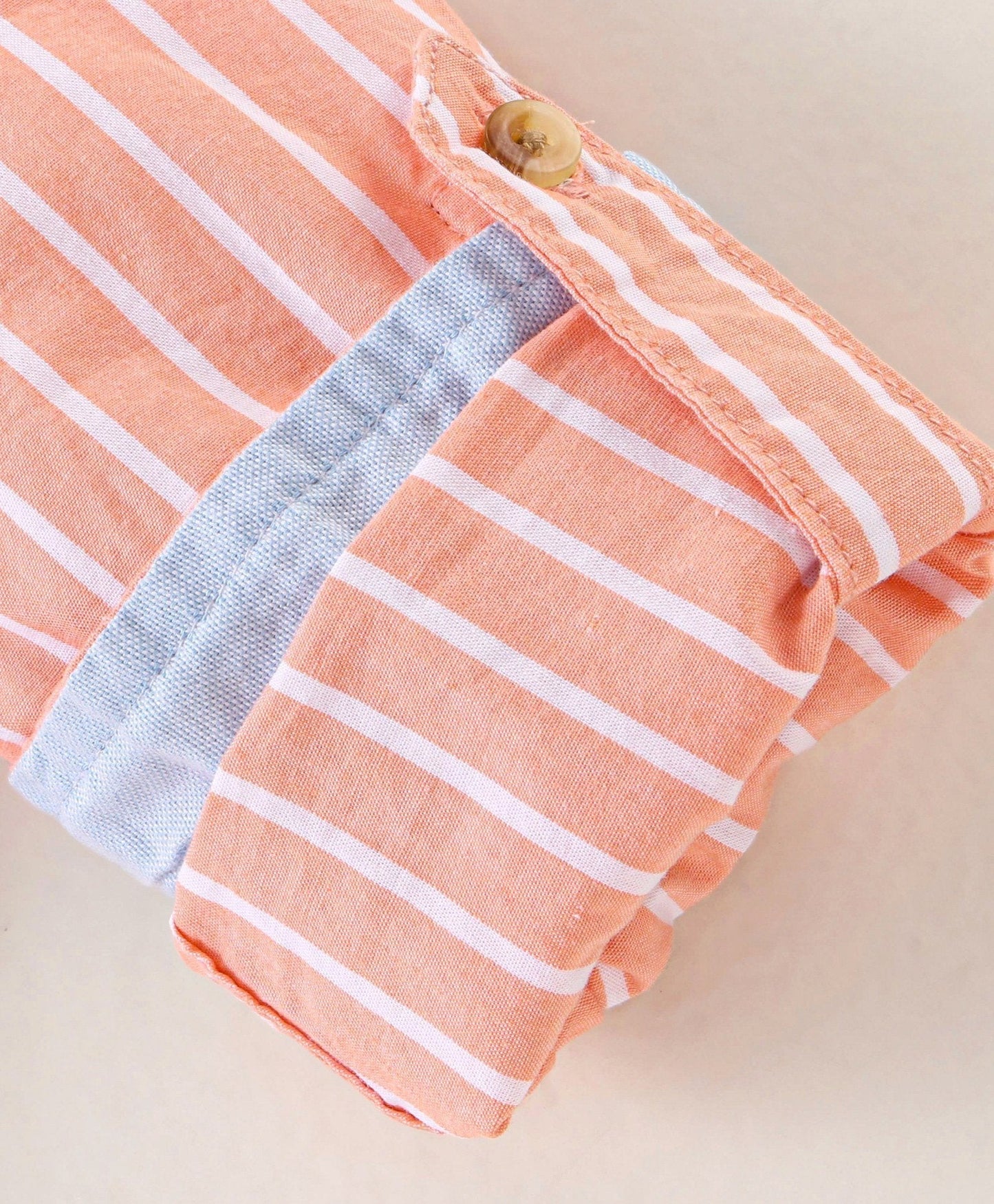 Babyhug Full Sleeves Striped Shirt and Jeans Set – Peach