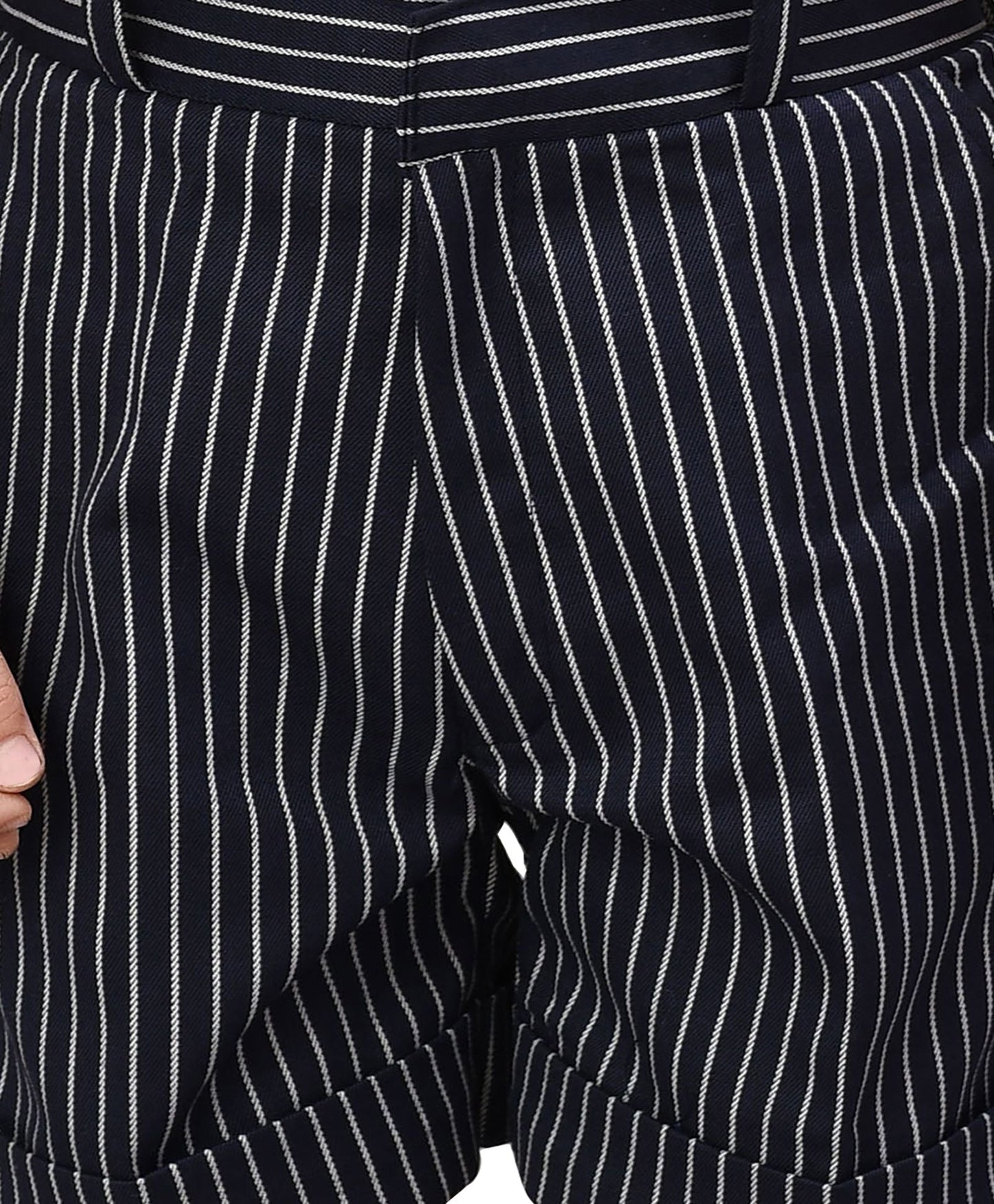 Jeet Ethnics Half Sleeves Shirt With Striped Shorts & Suspender With Bow Tie - Navy Blue