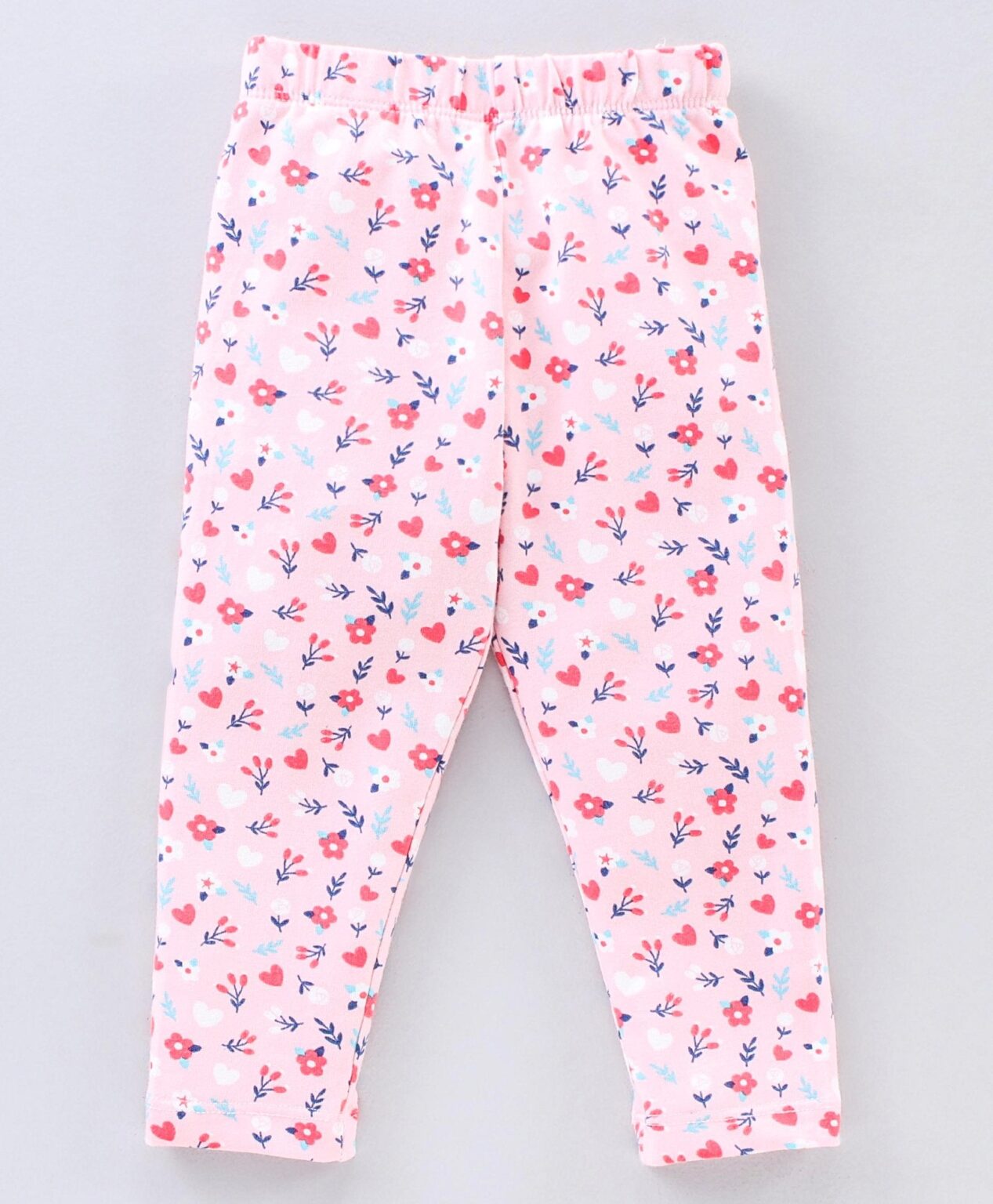 Babyhug Full Sleeves Frilled Neck Top and Leggings Set Floral Print – Navy Blue