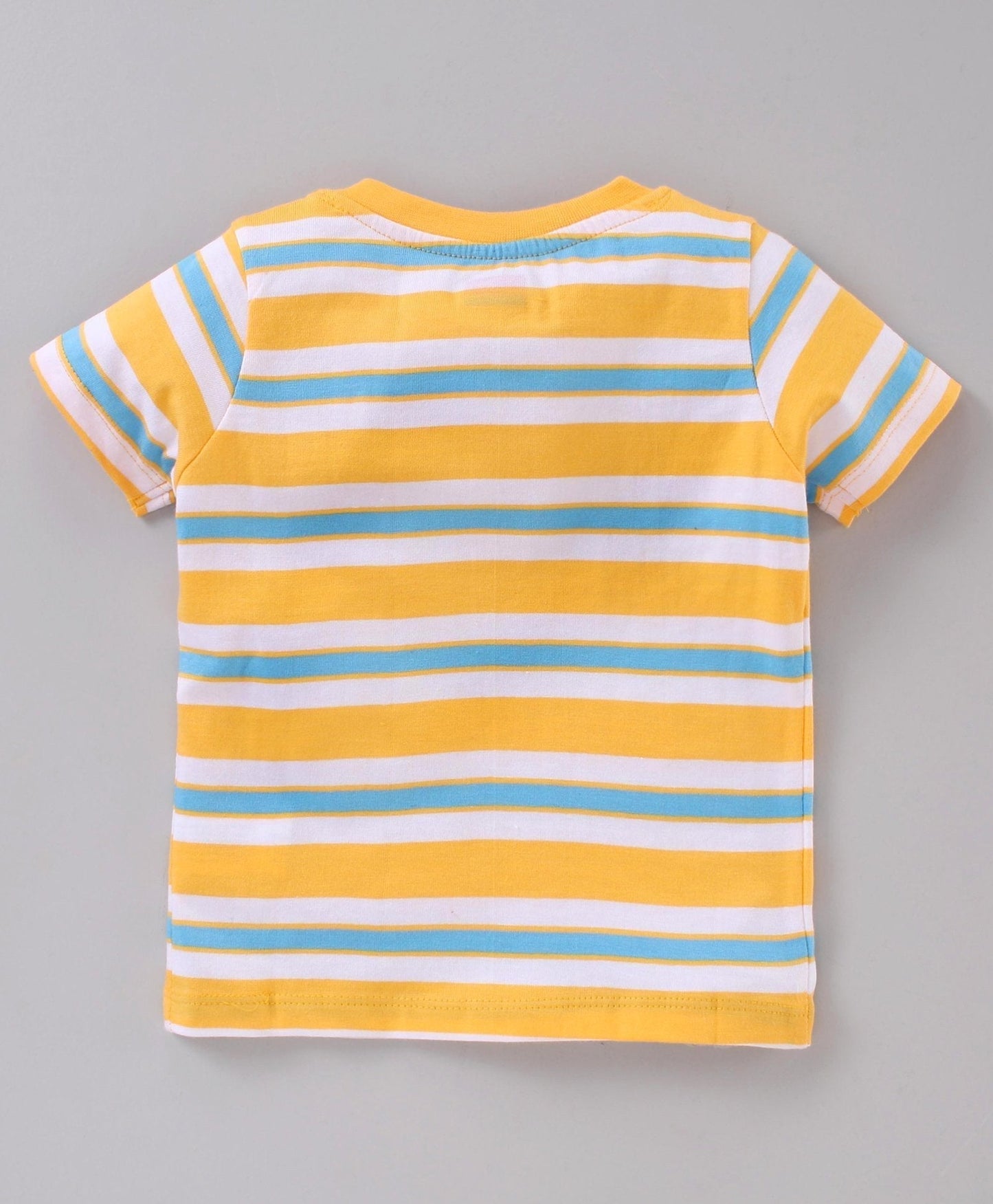 Half Sleeves Striped Tee and Shorts Set Dino Print – Yellow Blue