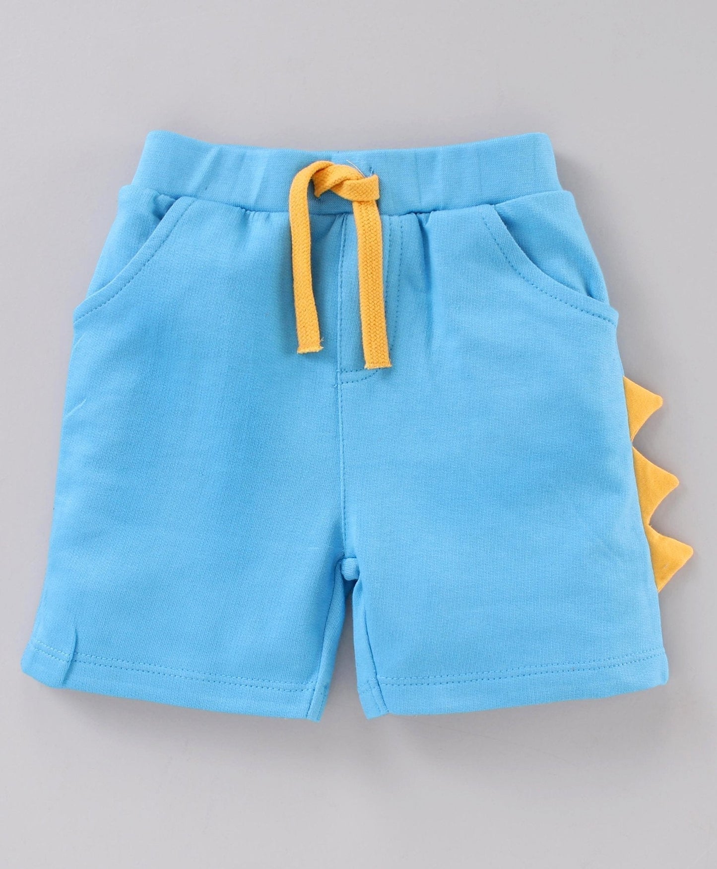 Half Sleeves Striped Tee and Shorts Set Dino Print – Yellow Blue