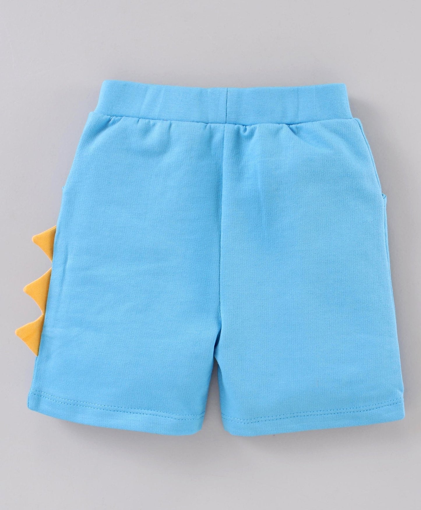 Half Sleeves Striped Tee and Shorts Set Dino Print – Yellow Blue