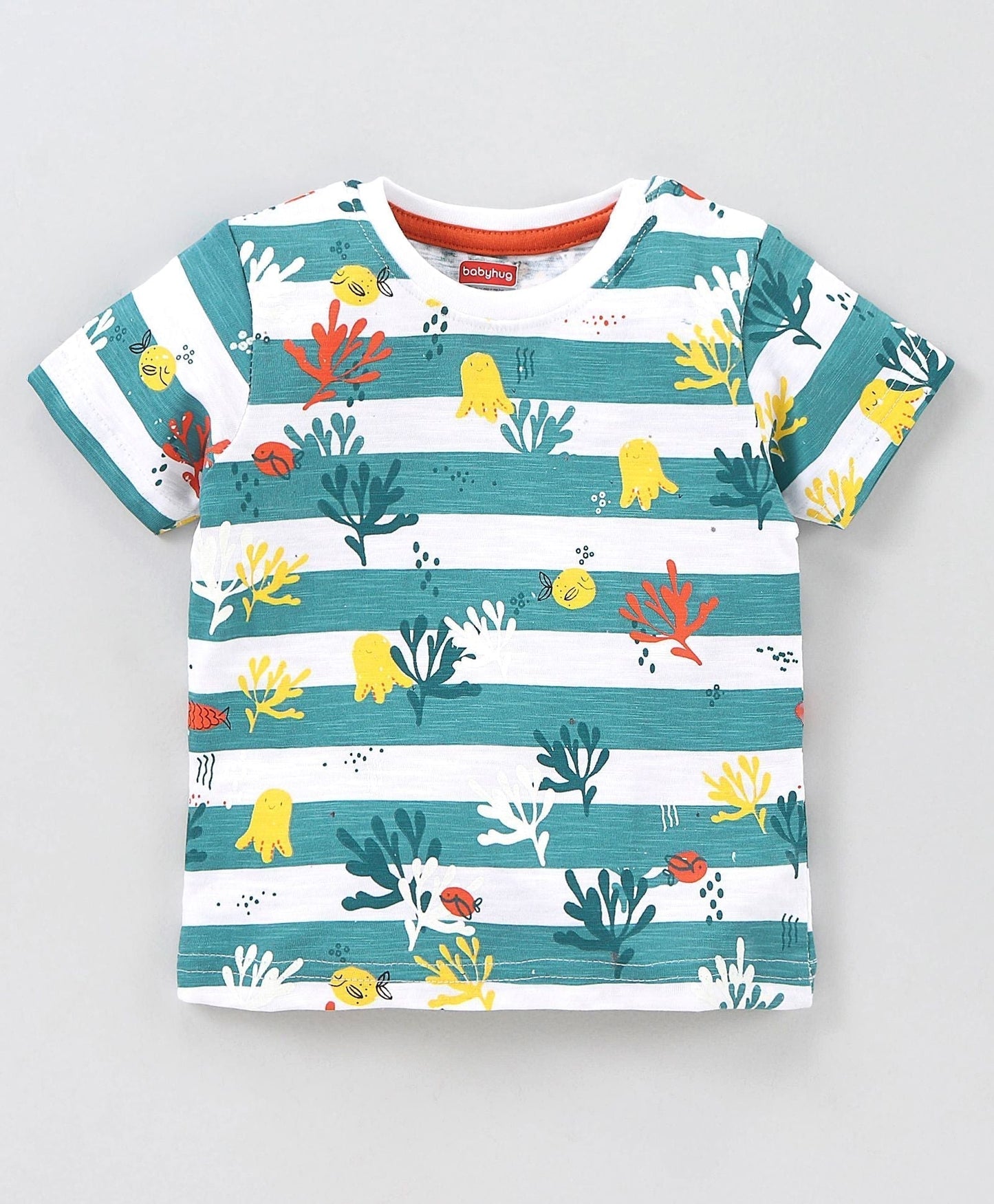 Half Sleeves T-Shirt & Shorts Set Striped – Orange White