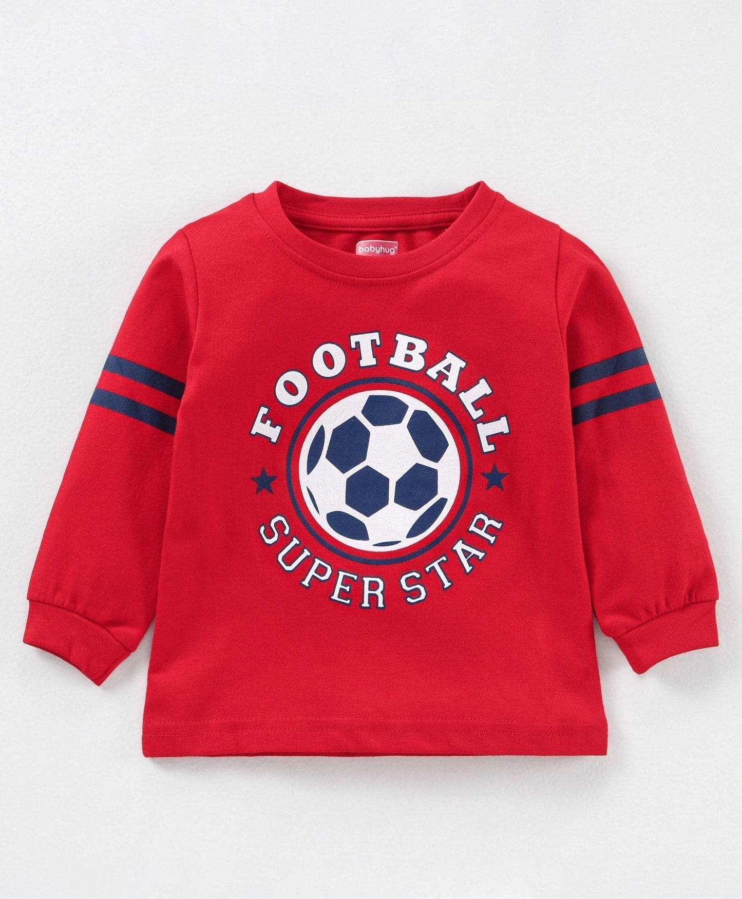 Babyhug Full Sleeves Tee & Lounge Pant Football Print – Red