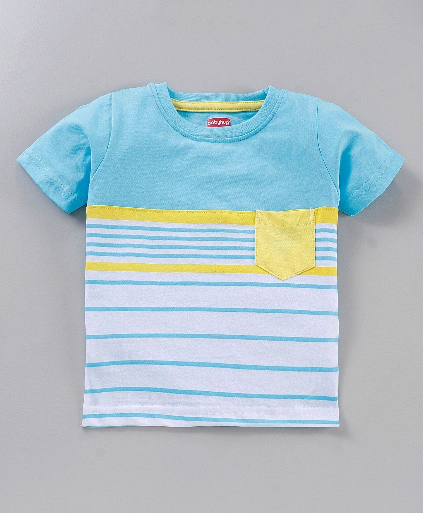 Half Sleeves Striped Tee & Shorts – Blue Yellow