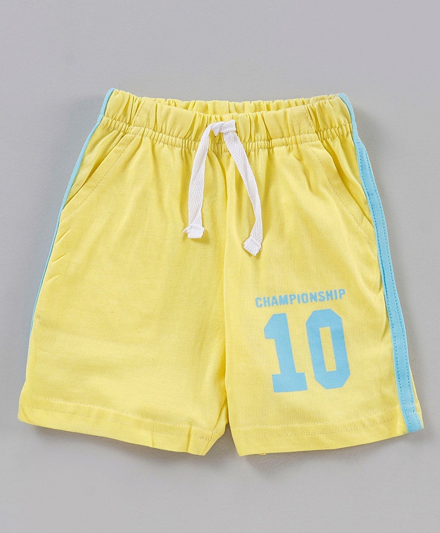 Half Sleeves Striped Tee & Shorts – Blue Yellow