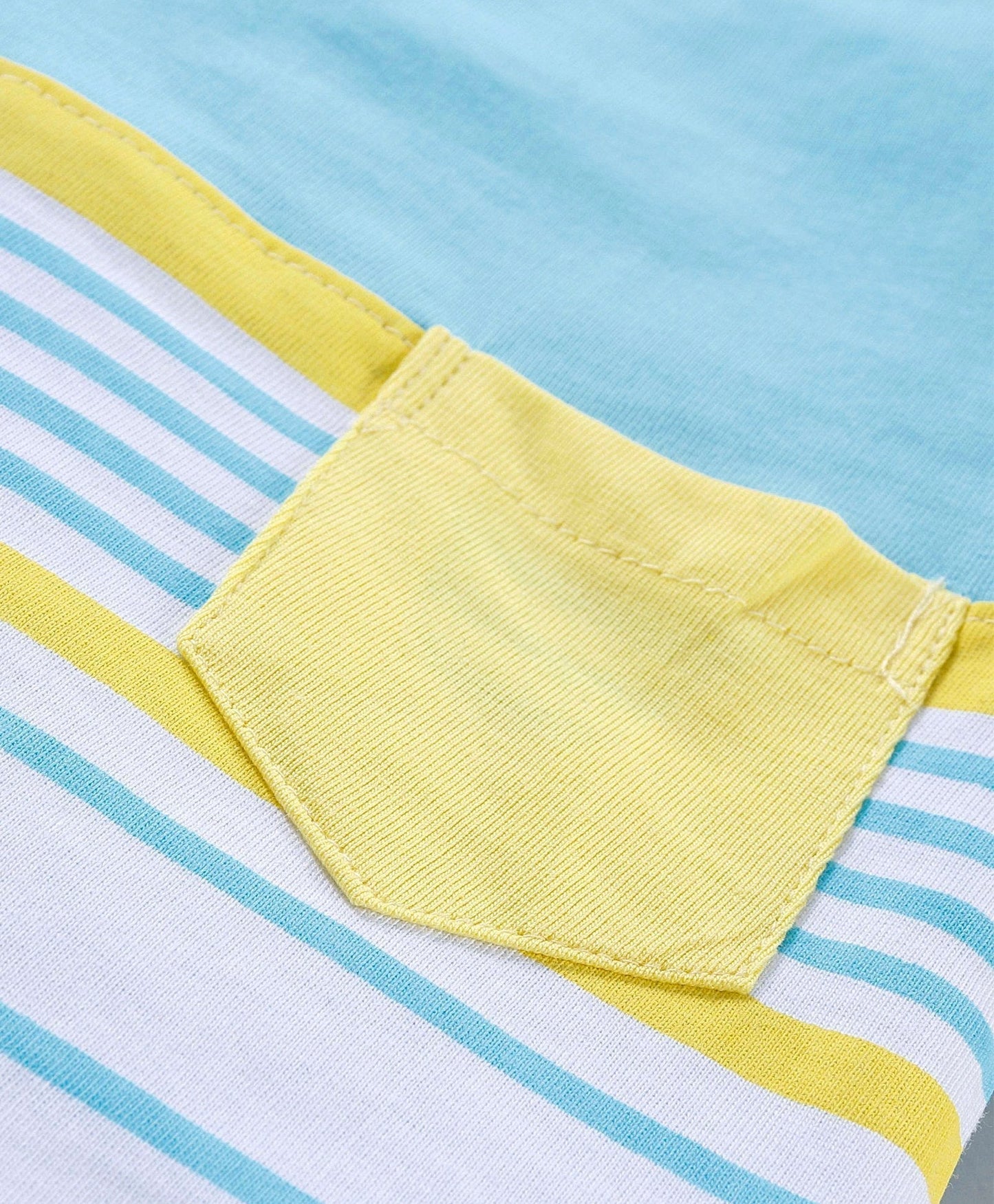 Half Sleeves Striped Tee & Shorts – Blue Yellow