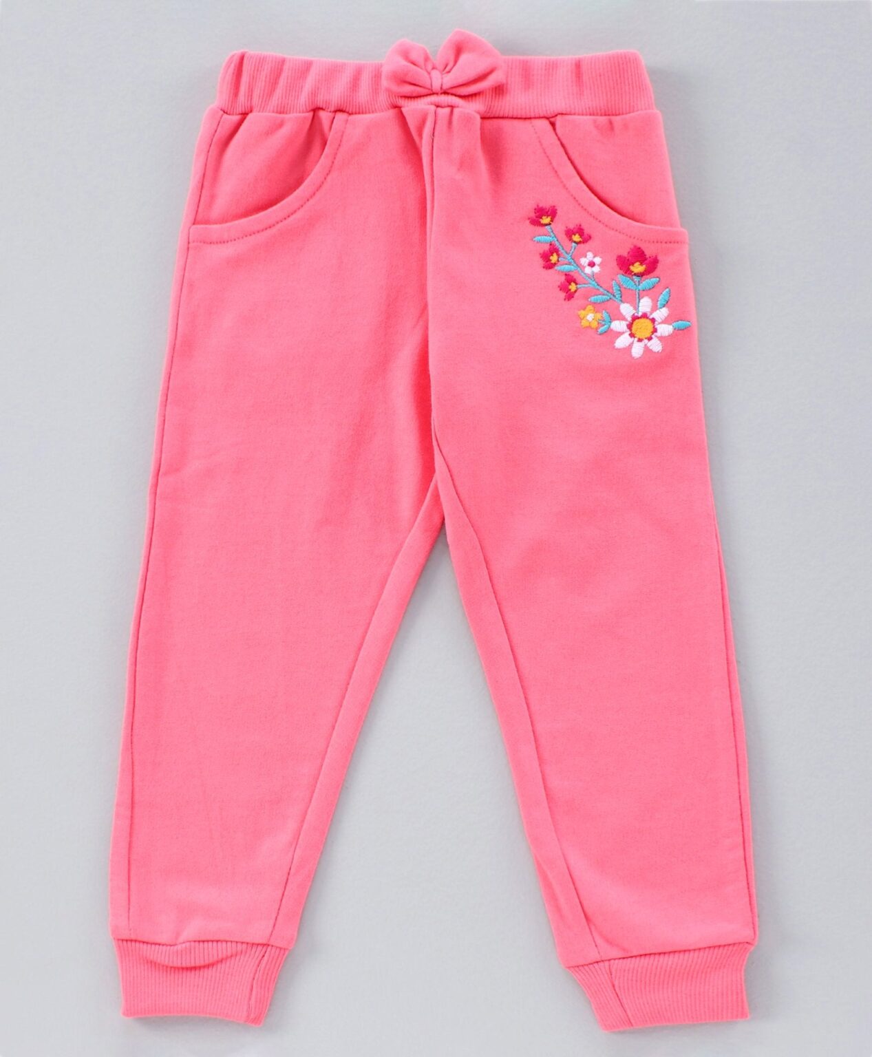 Babyhug Full Sleeves Jacket Top and Jeggings Set Floral Print and Embroidery – Pink