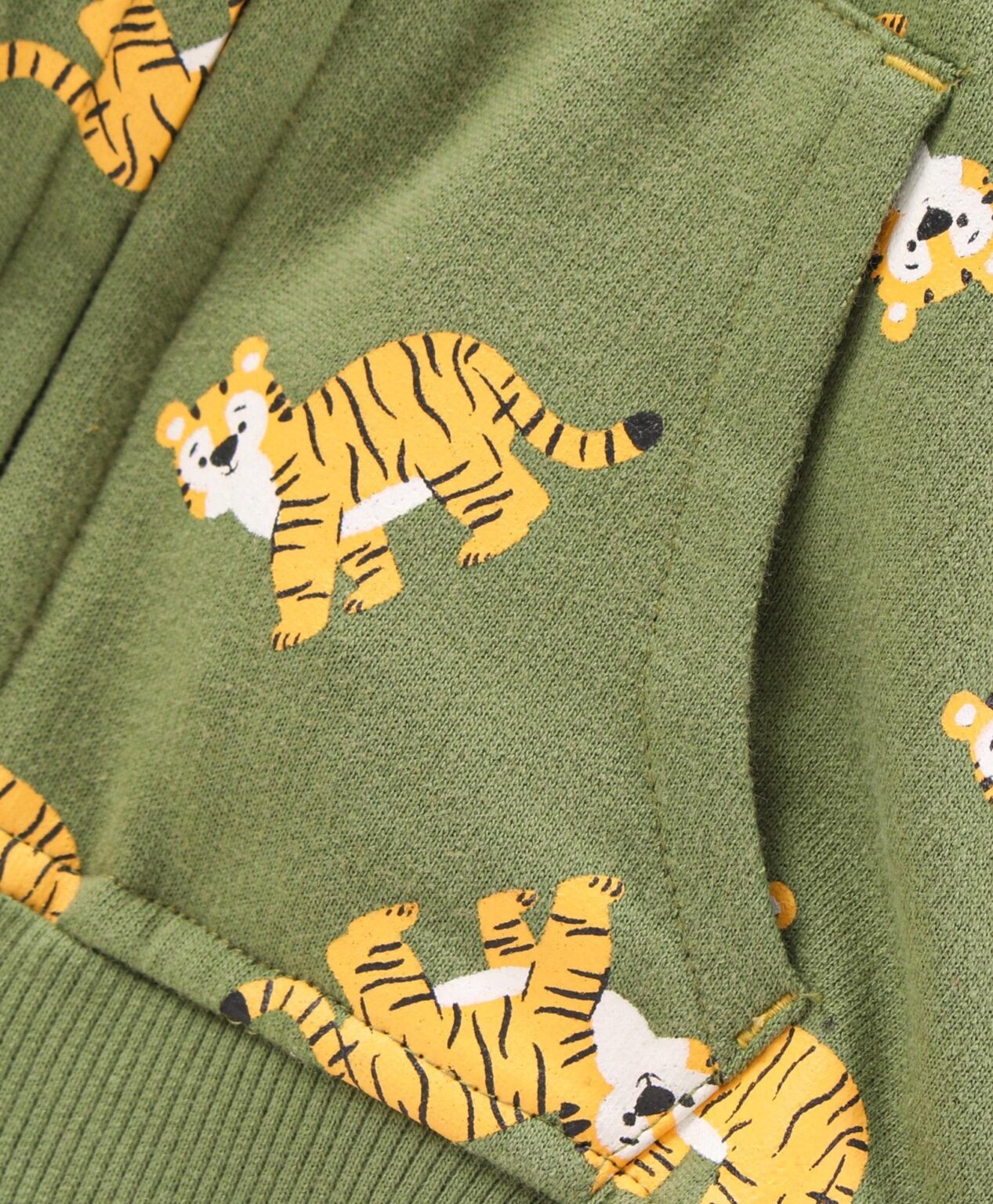 Babyhug Full Sleeves Hooded Tee & Lounge Pant Tiger Print – Yellow Green
