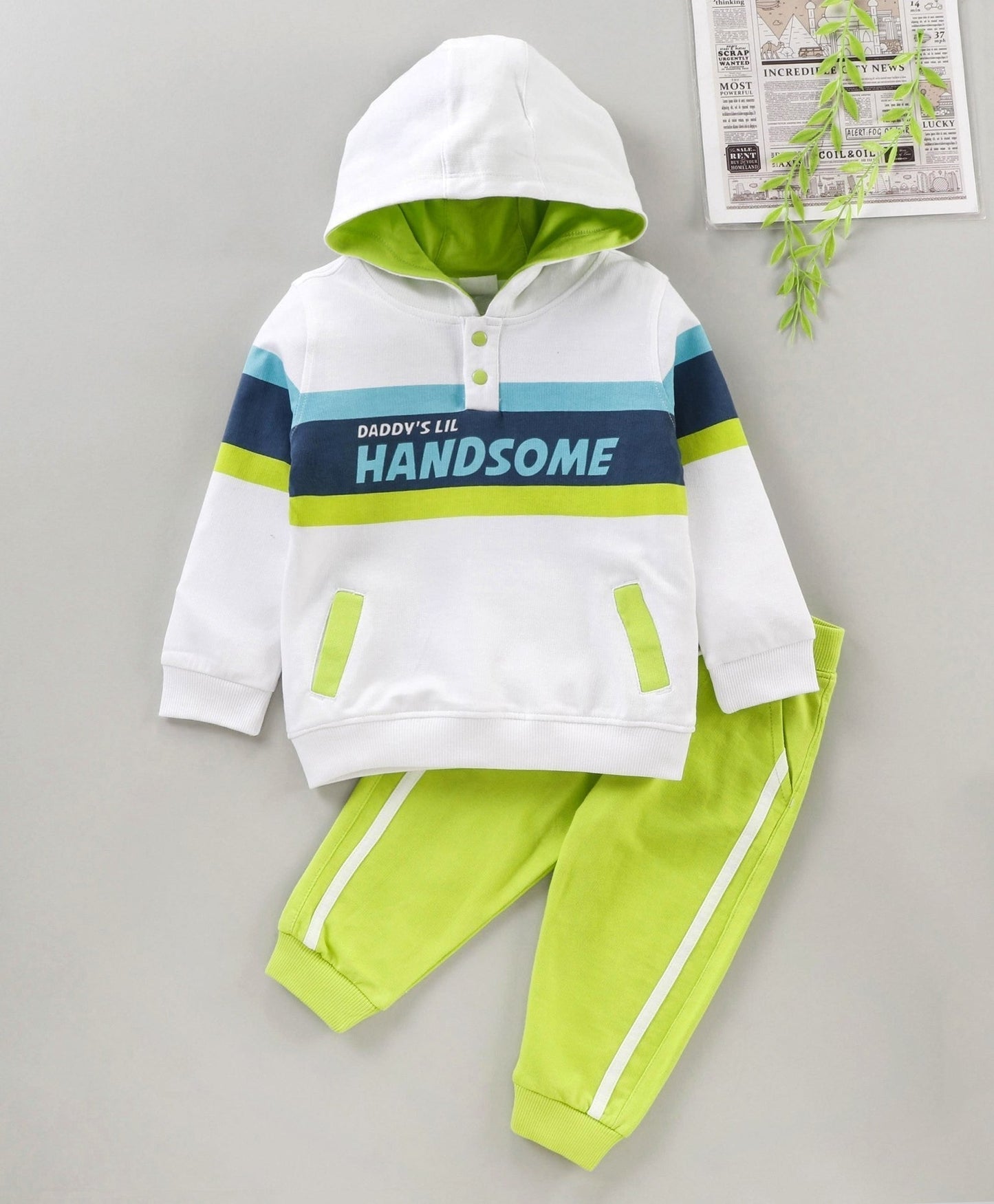 Babyhug Full Sleeves Hooded Tee & Lounge Pant Tiger Print – Green