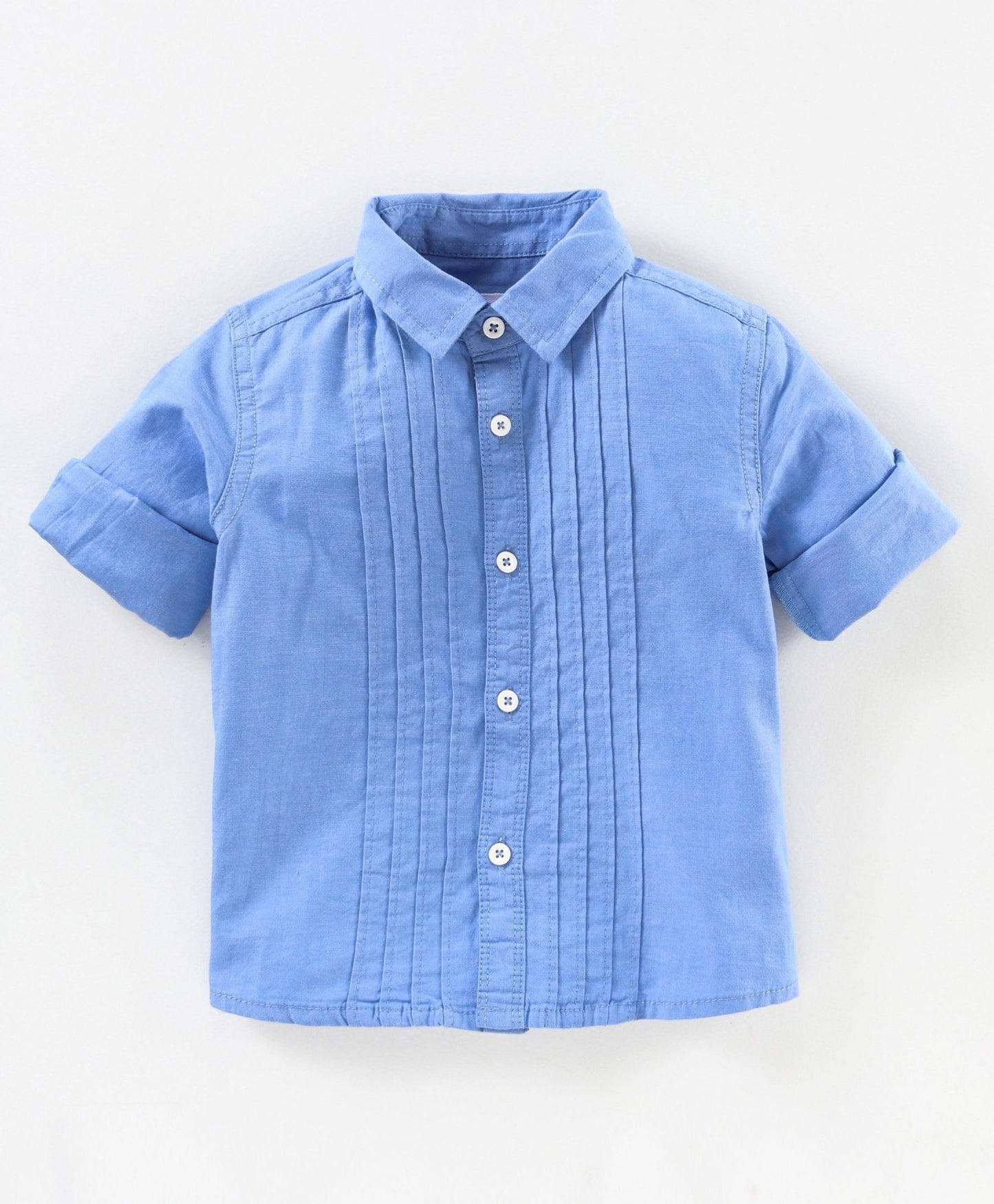 Babyhug Full Sleeves Solid Shirt and Joggers Set with Bow – Blue Khaki