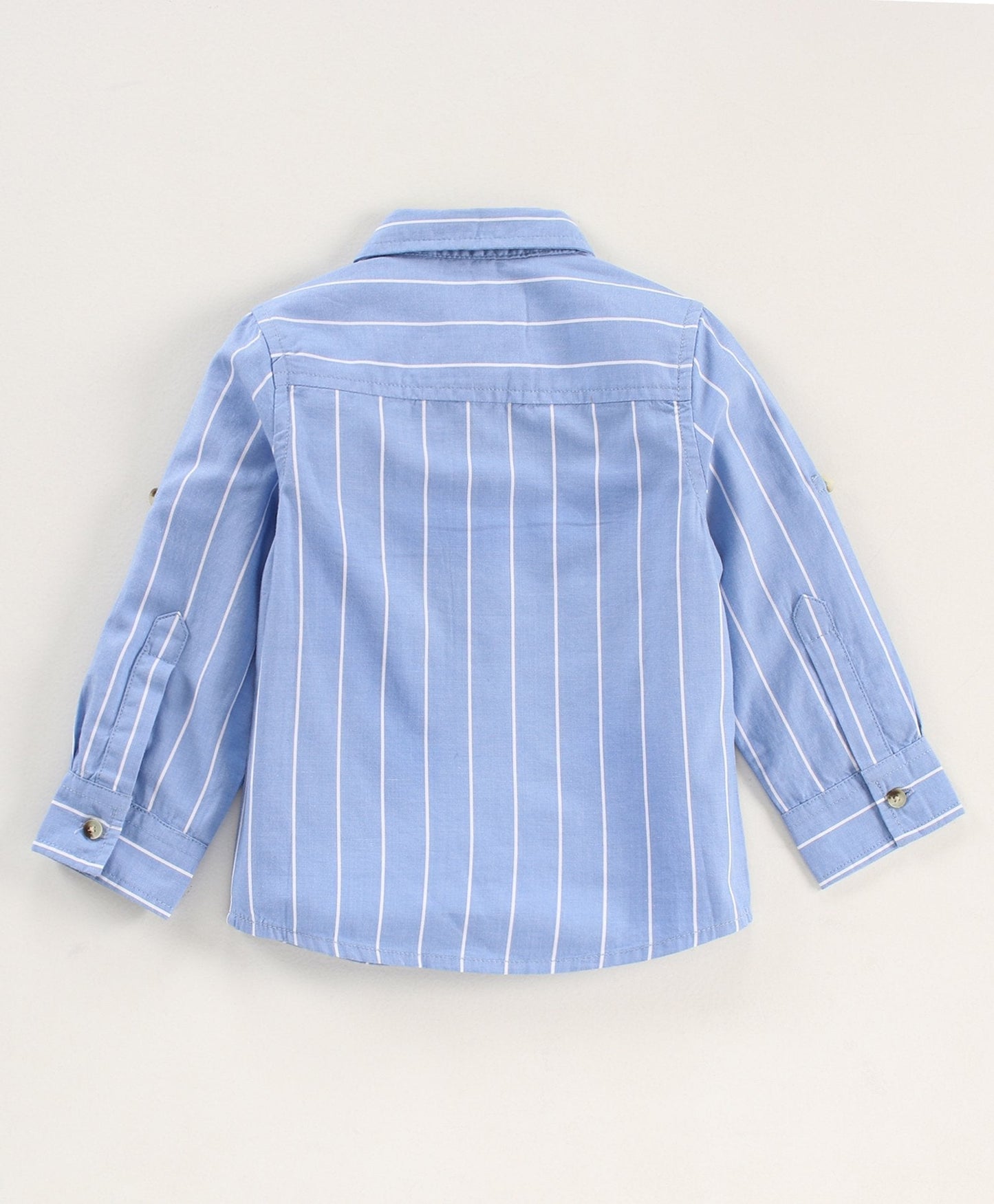 Babyhug Full Sleeves Striped Shirt and Joggers Set with Bow – Blue Khaki