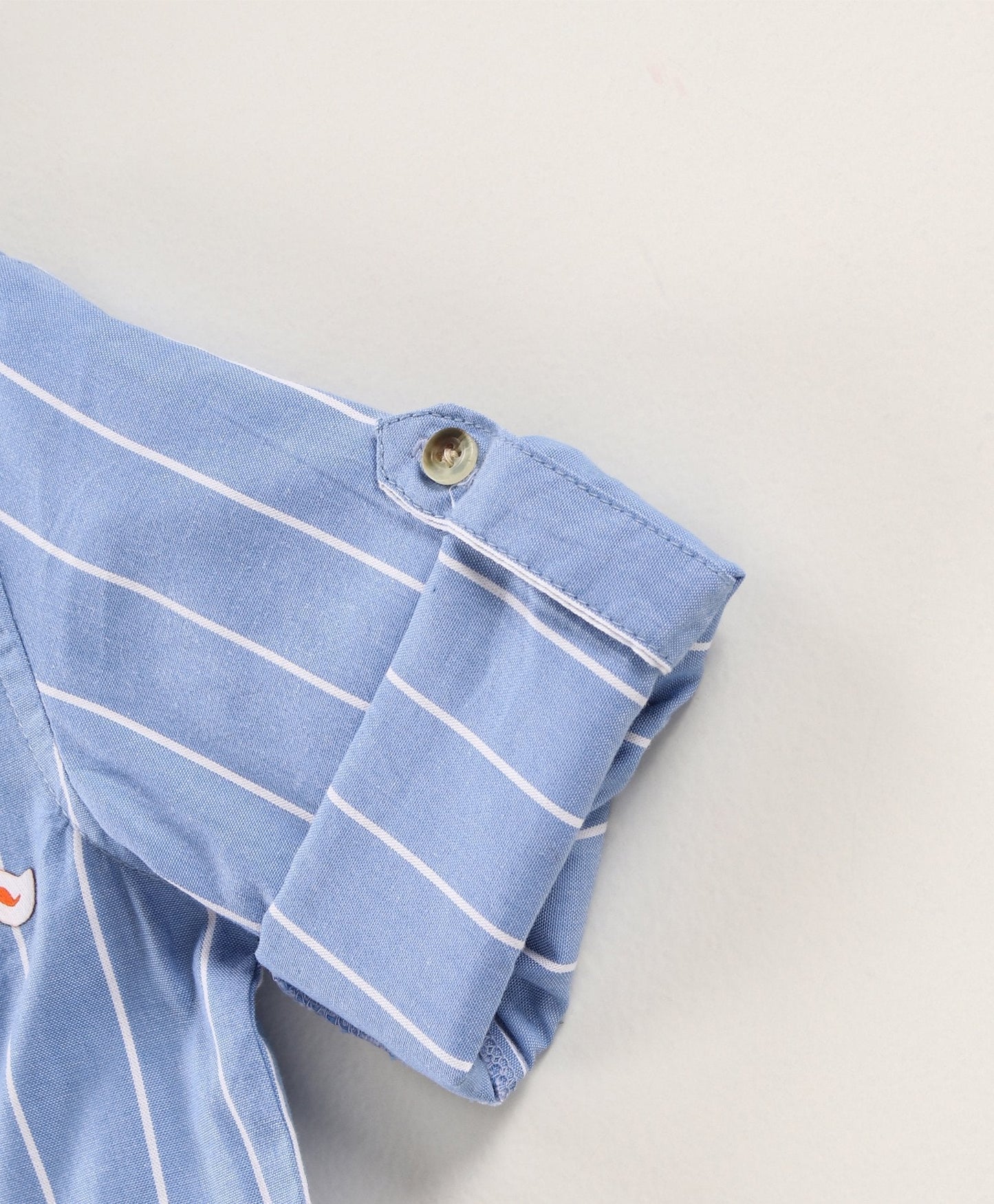 Babyhug Full Sleeves Striped Shirt and Joggers Set with Bow – Blue Khaki