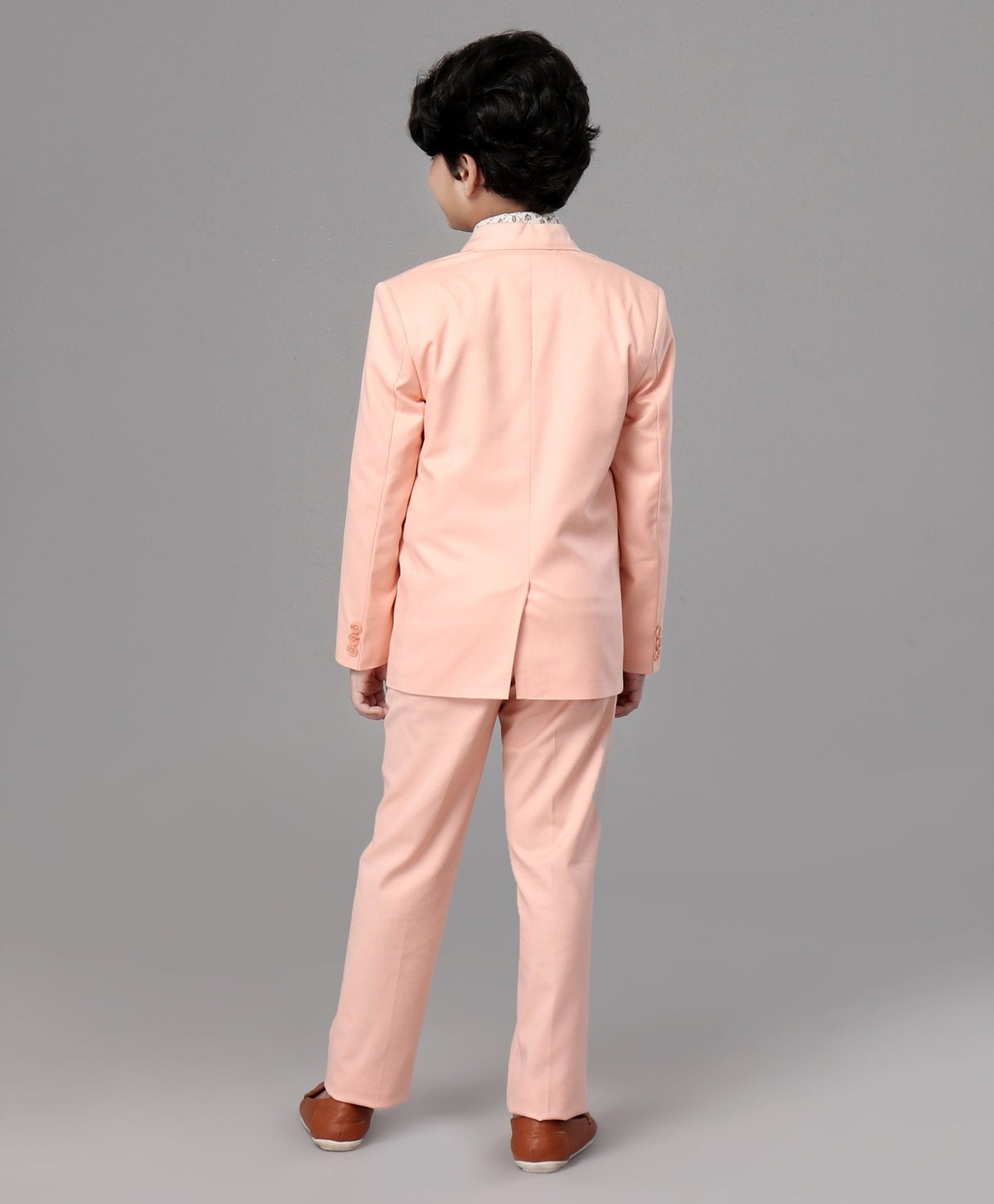 Pine Kids Full Sleeves 3 Piece Party Suit Solid Floral Print - Peach