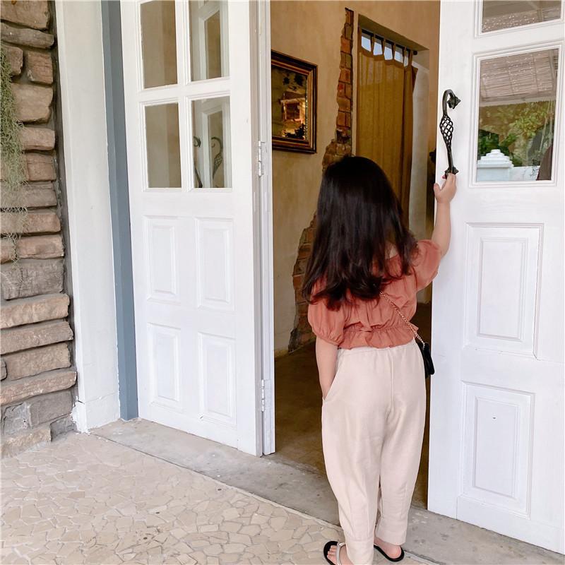 BUTTONED RUFFLE TOP AND BUTTON BALLOON PANT