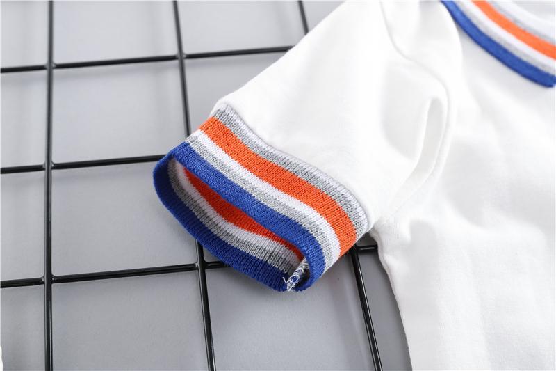 Bear Made Stripe Collar Polo Tee And Shorts Set
