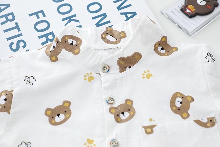 Bear Printed Shirt And Shorts Set
