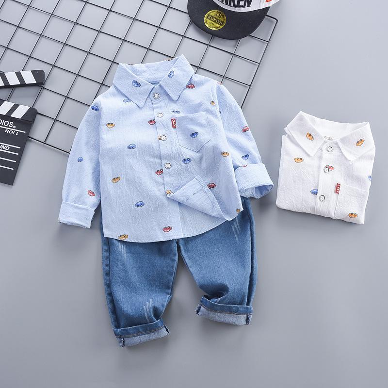 Car Printed Shirt and Denim Set