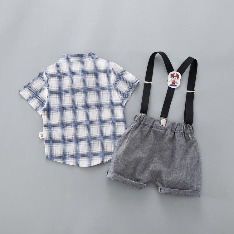 Checks Shirt with Suspender Set