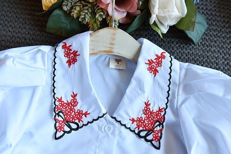 EMBROIDERED COLLAR TOP AND DENIM SKIRT SET