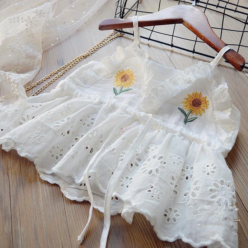 Eyelet top and shorts set