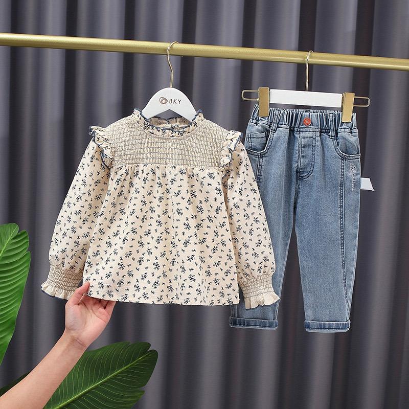 FLORAL TOP AND DENIM SET