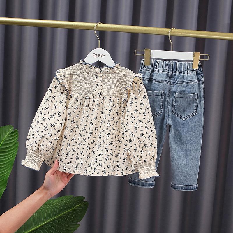 FLORAL TOP AND DENIM SET