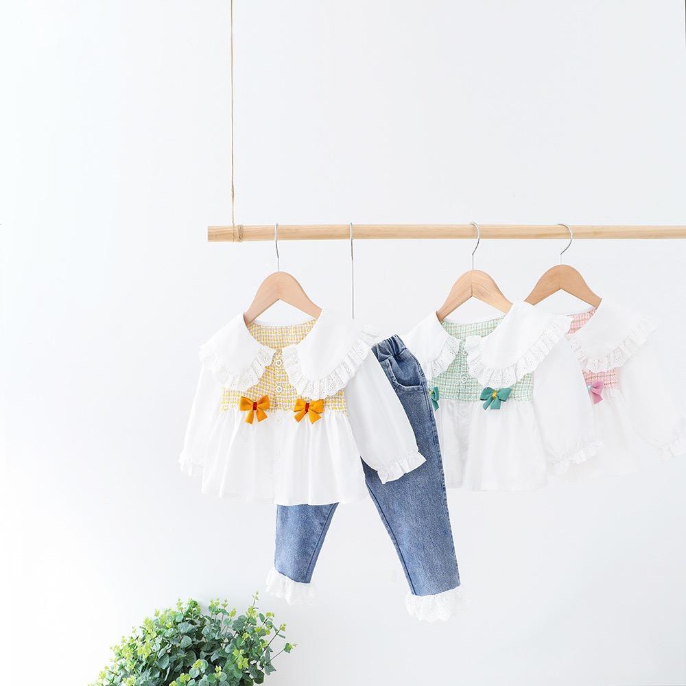 Frill Top and Lace Denim Set