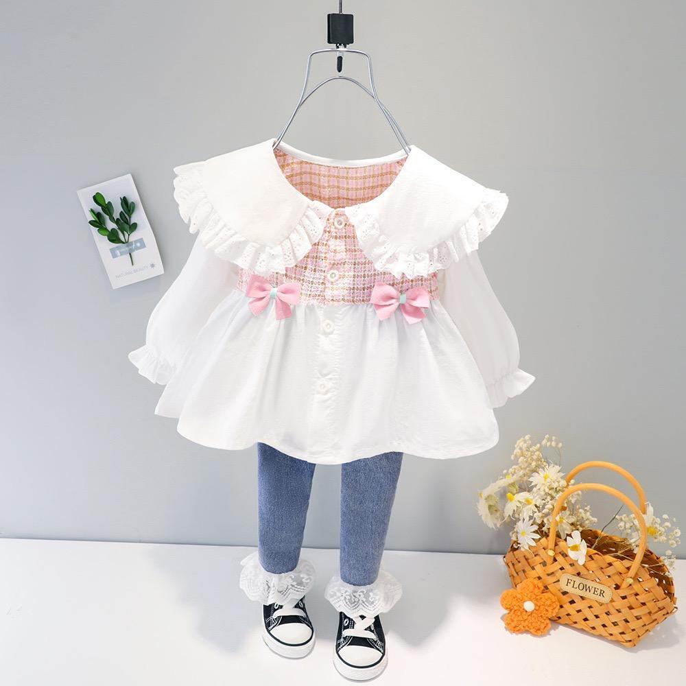 Frill Top and Lace Denim Set