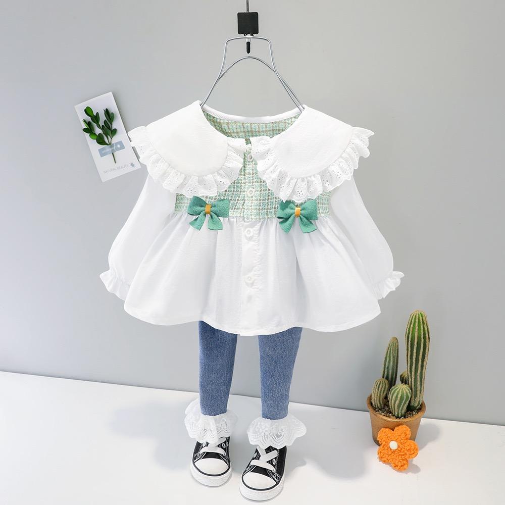 Frill Top and Lace Denim Set