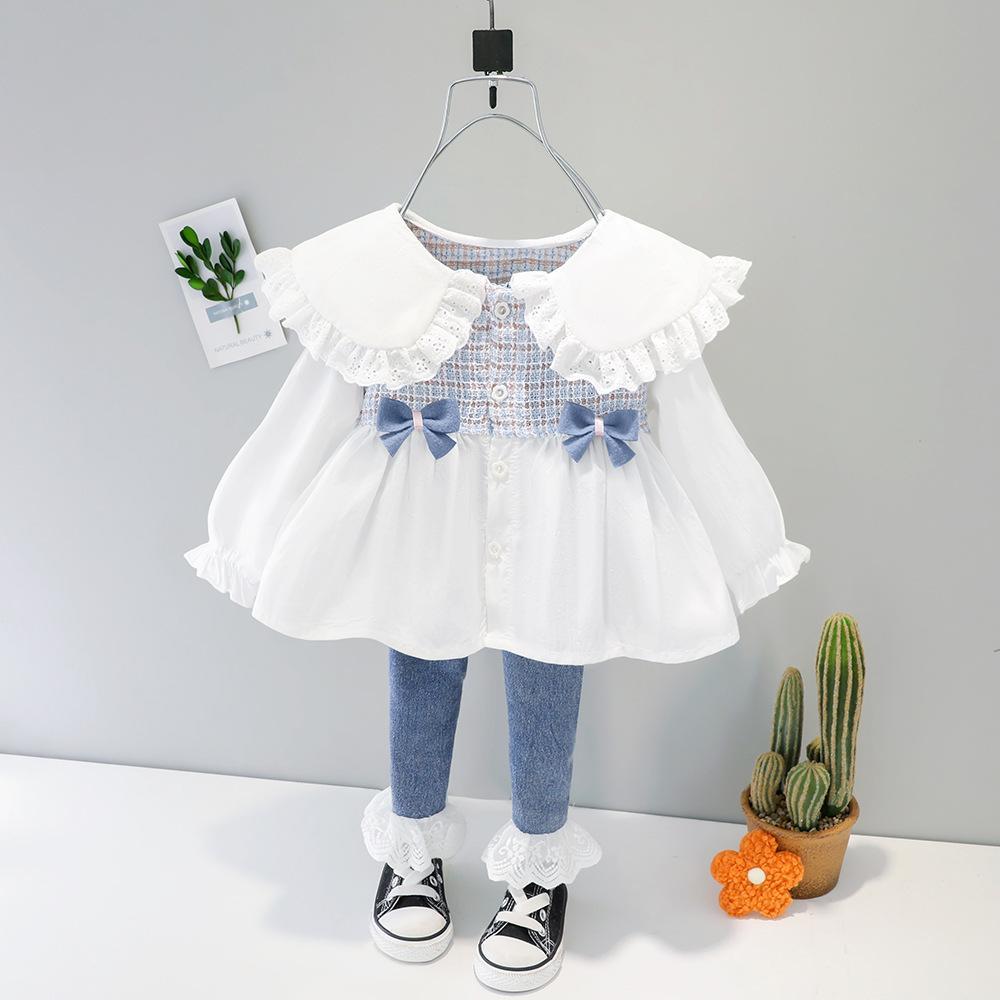 Frill Top and Lace Denim Set