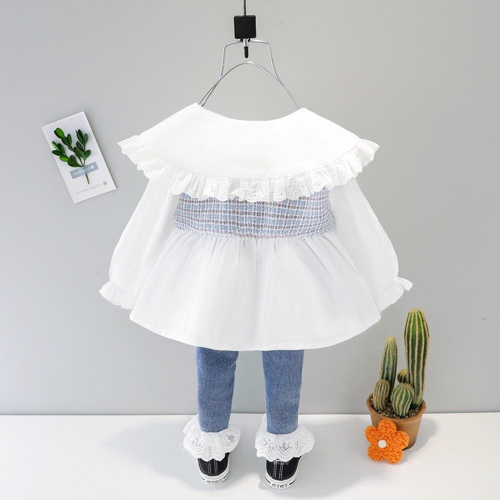 Frill Top and Lace Denim Set