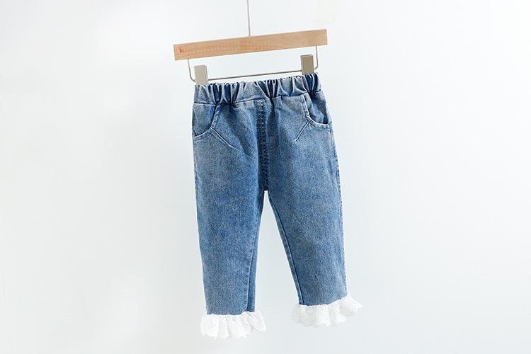 Frill Top and Lace Denim Set