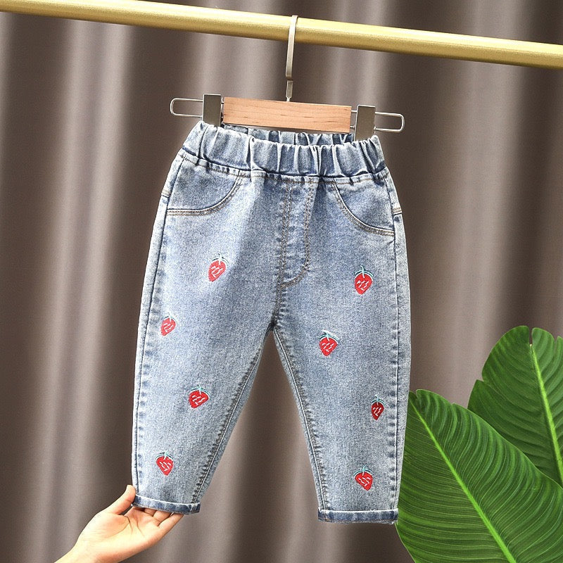 Top & strawberry denim set