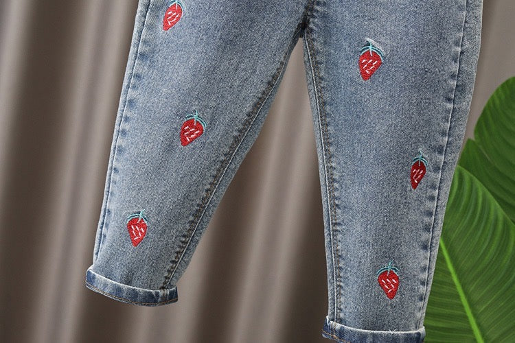 Top & strawberry denim set