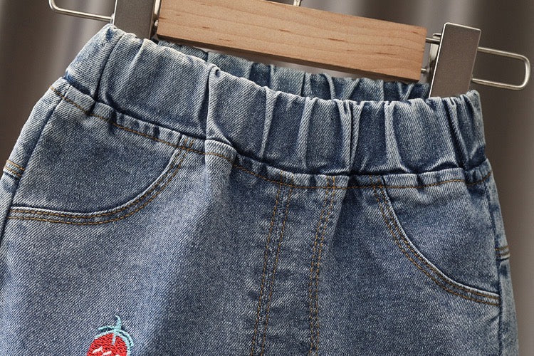 Top & strawberry denim set
