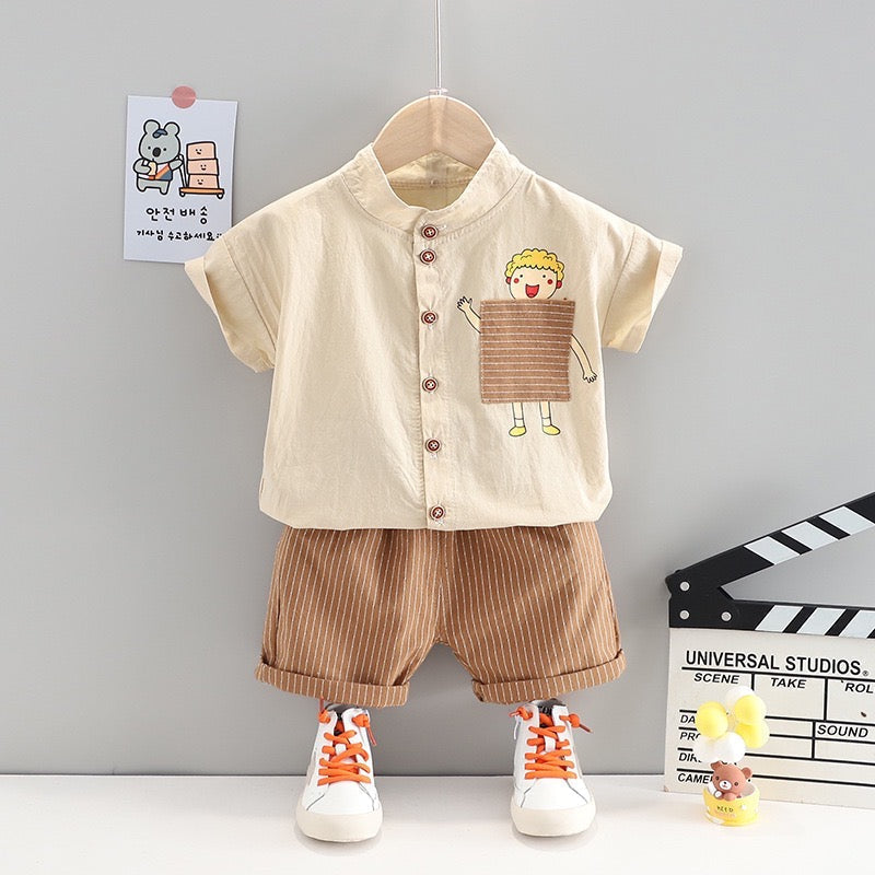 Shirt and striped shorts set