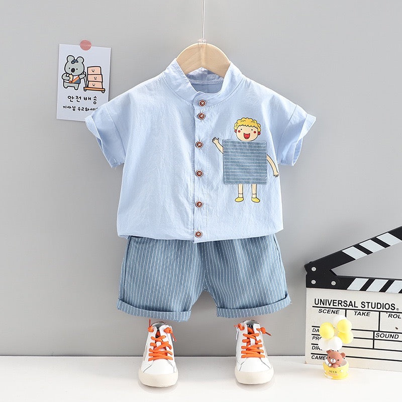 Shirt and striped shorts set